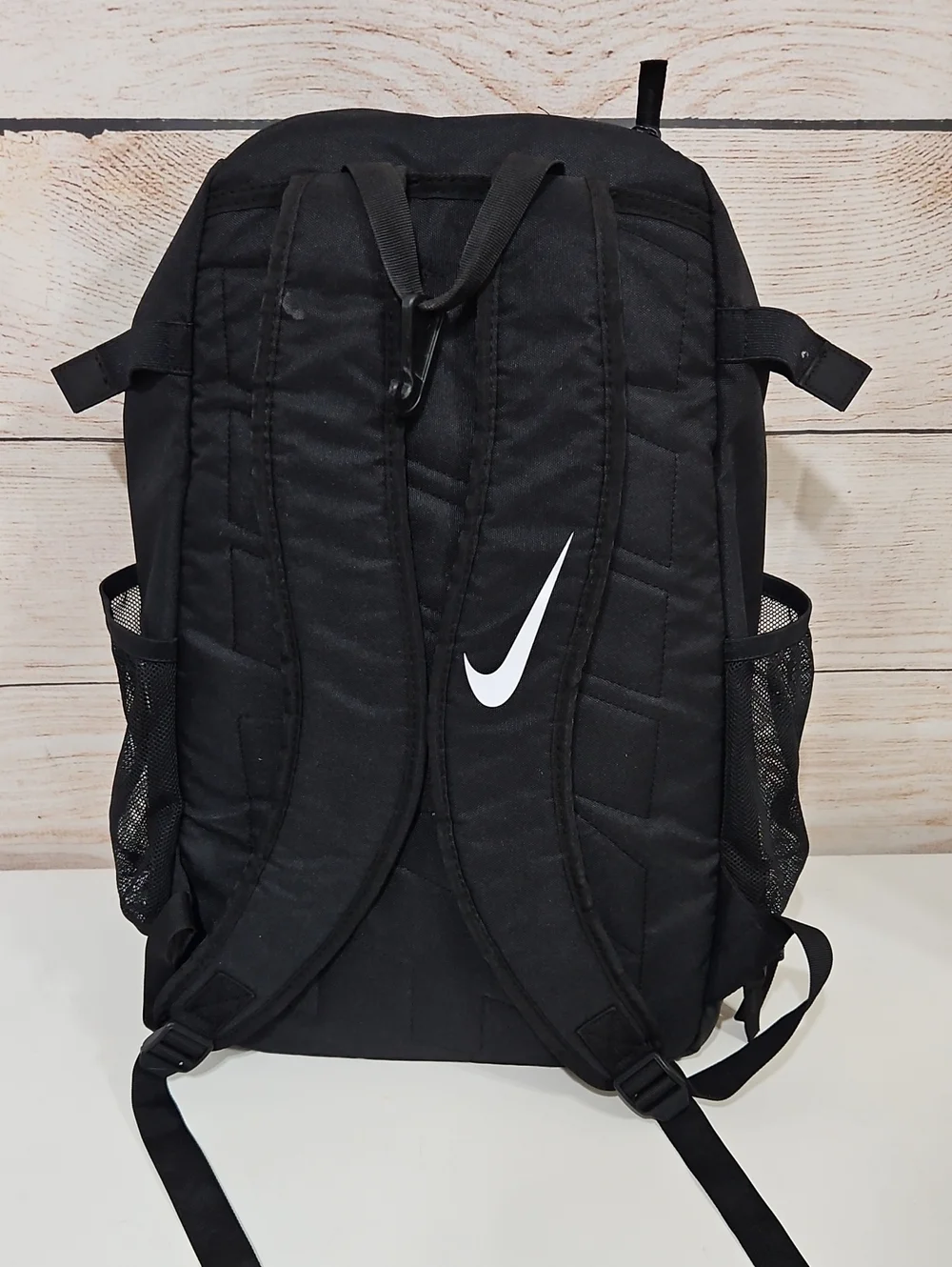 Nike Vapor Select Black Baseball Backpack with White Brushstroke Logo Detail